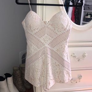 Spaghetti strap white lace romper! Size XS